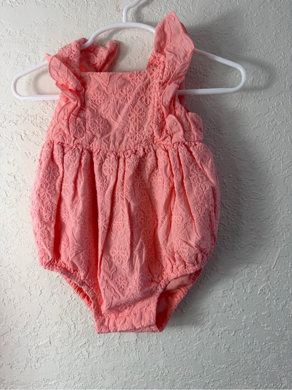 Cupcakes and Cashmere Peach Baby Bubble Romper Sz 6-9mo